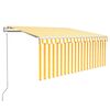 vidaXL Copertină automată cu stor&LED&senzor v&acirc;nt galben&alb 3,5x2,5 m