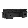 vidaXL Set mobilier de grădină cu perne, 6 piese, negru, poliratan