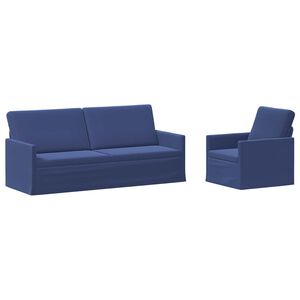 vidaXL Set de canapea 2 pcs Albastru Poliție Catifea