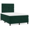 vidaXL Pat box spring cu saltea, verde &icirc;nchis, 120x190 cm, catifea