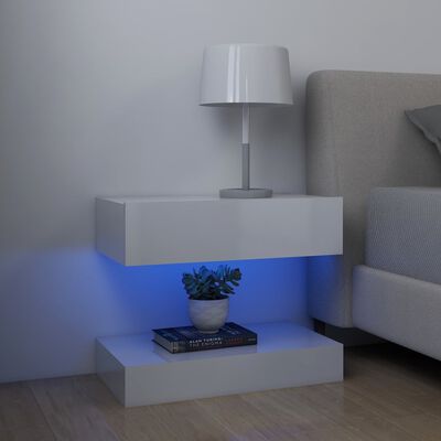 vidaXL Comodă TV cu lumini LED, alb extralucios, 60x35 cm