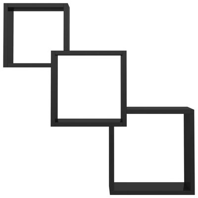 vidaXL Rafturi de perete, cub, negru extralucios, 68x15x68 cm, PAL