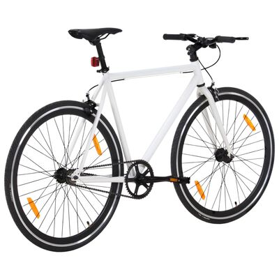 vidaXL Bicicletă cu angrenaj fix, alb și negru, 700c, 51 cm