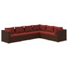 vidaXL Set mobilier de grădină cu perne, 6 piese, maro, poliratan