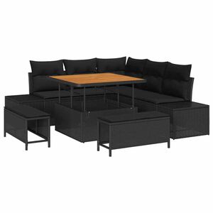 vidaXL Set de canapele pentru grădină cu pernă 8 pcs Negru Rattan poli