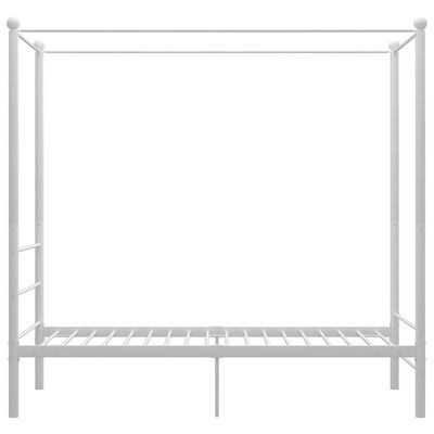 vidaXL Cadru de pat cu baldachin, alb, 100x200 cm, metal