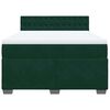 vidaXL Pat box spring cu saltea, verde &icirc;nchis, 140x200 cm, catifea