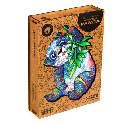 UNIDRAGON Puzzle Serious Panda, king size, 318 piese, 31x41 cm, lemn