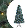 vidaXL Brad de Crăciun artificial luminat cu set de globuri Verde