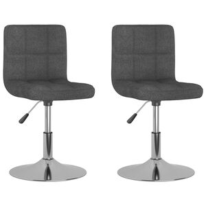 vidaXL Scaune de bucătărie pivotante, 2 buc., gri &icirc;nchis, textil