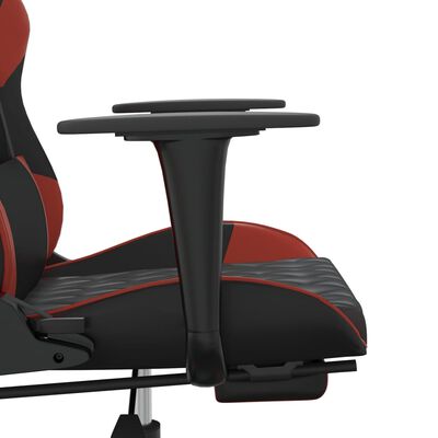 vidaXL Scaun de gaming cu suport picioare, negru/roșu vin, piele eco