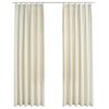 vidaXL Draperii opace cu c&acirc;rlige, 2 buc., crem, 140x225 cm, catifea