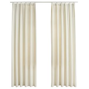 vidaXL Draperii opace cu c&acirc;rlige, 2 buc., crem, 140x225 cm, catifea
