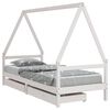 vidaXL Cadru pat copii cu sertare, alb, 80x200 cm, lemn masiv de pin