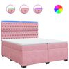 vidaXL Pat box spring cu saltea, roz, 200x200 cm, catifea