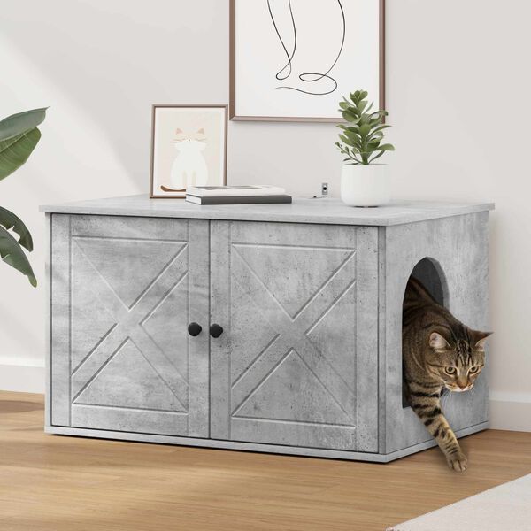 vidaXL Casa pentru pisici Beton 85 x 55 x 50 cm Lemn compozit