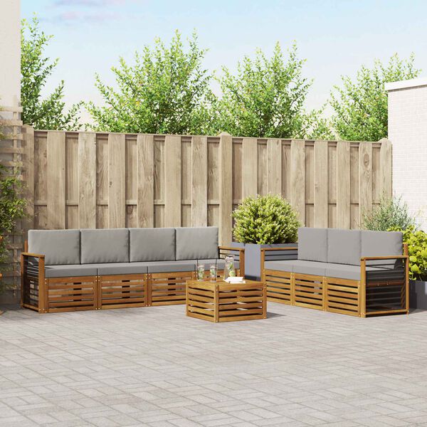 vidaXL Seturi de canapele cu pernă 8 pcs Gri natural și deschis