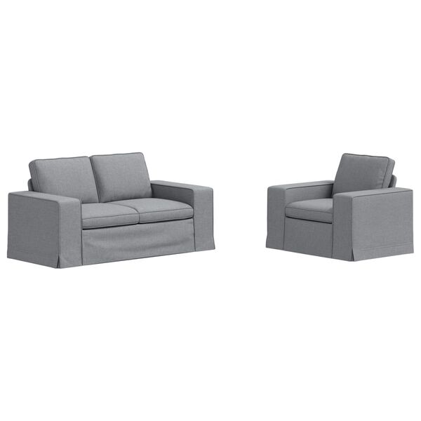 vidaXL Canapea 2 pcs Gri deschis 182 x 80 x 82 cm țesătură