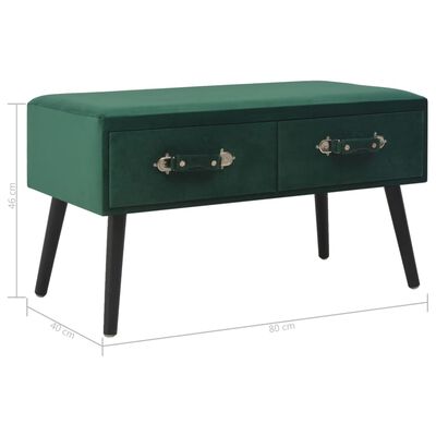 vidaXL Banchetă cu sertare, verde, 80 cm, catifea