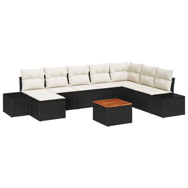 vidaXL Set de canapele pentru grădină 9 pcs Negru și alb