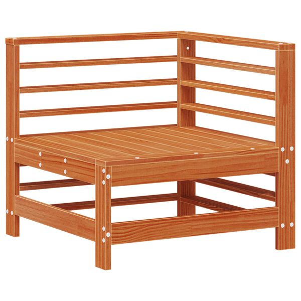 vidaXL Sofa de colț pentru grădină Lemn masiv de pin Maro Ceară