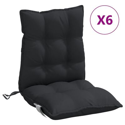 vidaXL Perne scaun cu spătar mic, 6 buc., negru, textil oxford