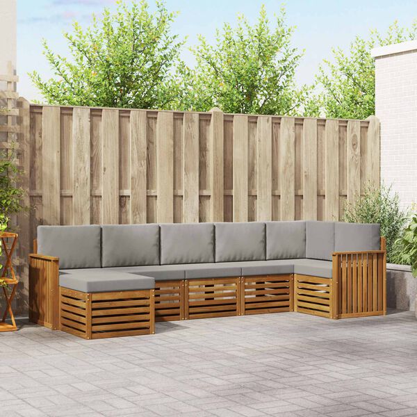 vidaXL Set canapea sectională cu pernă 7 pcs Gri natural și deschis