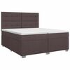 vidaXL Pat boxspring cu saltea Maro &icirc;nchis 200 x 200 cm Țesătură