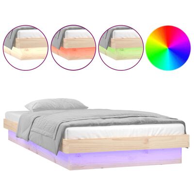 vidaXL Cadru de pat cu LED, 100x200 cm, lemn masiv
