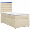 vidaXL Pat boxspring cu saltea cu benzi LED Crem 80 x 200 cm Țesătură