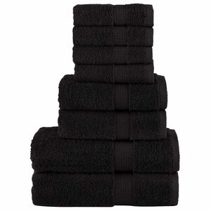 vidaXL Set de prosoape premium SOLUND, 8 piese, negru, 600 g/m&sup2;