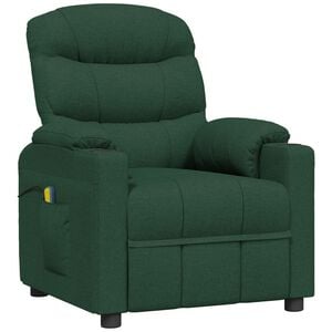 vidaXL Fotoliu de masaj, verde &icirc;nchis, material textil