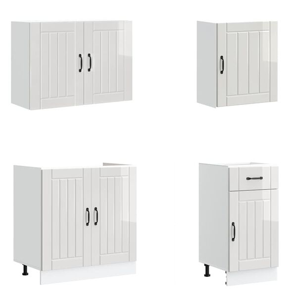 vidaXL Set dulap de bucătărie 7 piese „Lucca” alb lucios Lemn