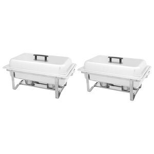 vidaXL Set vase &icirc;ncălzire m&acirc;ncare, 2 piese, oțel inoxidabil