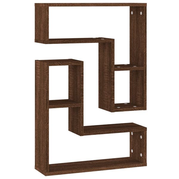 vidaXL Rafturi de perete, 2 buc., stejar maro, 50x15x50 cm, lemn