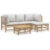 vidaXL Set mobilier de grădină cu perne gri deschis, 5 piese, bambus