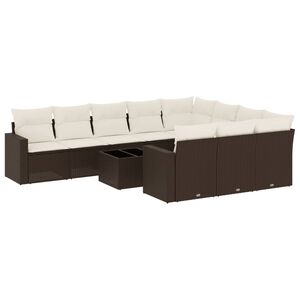 vidaXL Set canapele de grădină cu perne, 11 piese, maro, poliratan