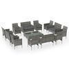 vidaXL Set mobilier de grădină cu perne, 16 piese, gri, poliratan
