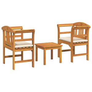 vidaXL Set de Mobilier cu pernă 3 pcs natural Lemn Solid de Acacia