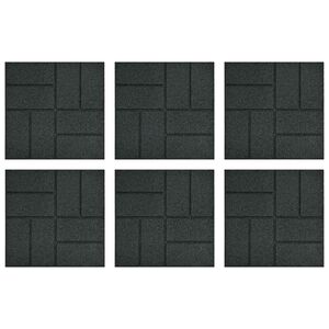 vidaXL Piatra de pași 6 pcs Negru 40,5 x 40,5 x 2 cm Cauciuc