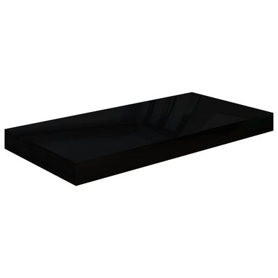 vidaXL Raft de perete suspendat, negru extralucios, 50x23x3,8 cm, MDF