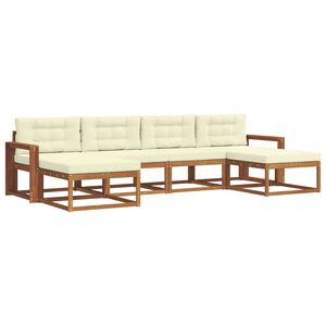 vidaXL Set de canapele de exterior cu pernă 6 pcs Natural și Crem