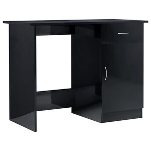 vidaXL Birou, negru extralucios, 100 x 50 x 76 cm, PAL