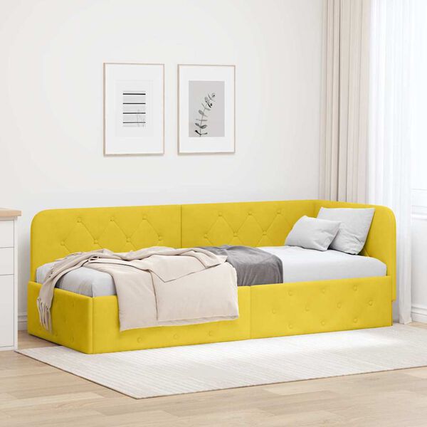 vidaXL Cadru de pat colțar cu headboard Galben 80 x 200 cm Catifea
