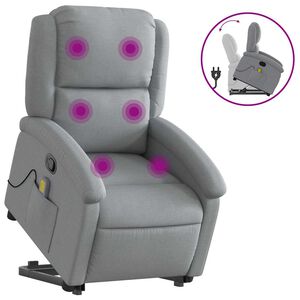 vidaXL Fotoliu de masaj rabatabil cu ridicare, gri deschis, textil