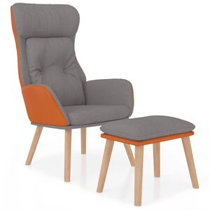 vidaXL Scaun de relaxare cu taburet gri deschis piele ecologică/textil
