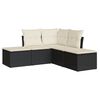 vidaXL Set mobilier de grădină cu perne, 5 piese, negru, poliratan
