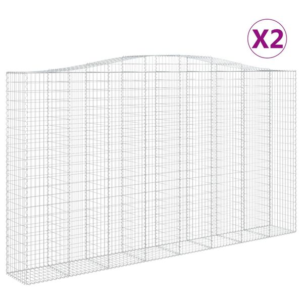 vidaXL Coșuri gabion arcuite, 2 buc, 400x50x220/240cm, fier galvanizat