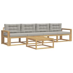vidaXL Set de canapele de exterior cu pernă 4 pcs Alb și gri deschis