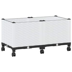 vidaXL Ghiveci de grădină cu roți Alb 80 x 40 x 48 cm PP